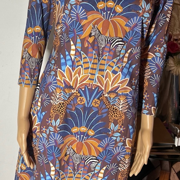 NWT J. MCLAUGHLIN Sophia Safaria Floral Dress Catalina Cloth Brown Multicolor S - Picture 2 of 5